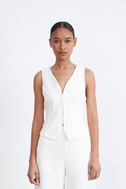 Gilet Escote en V Profundo Blanco