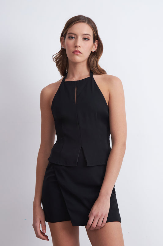 Top Halter Abertura Negro