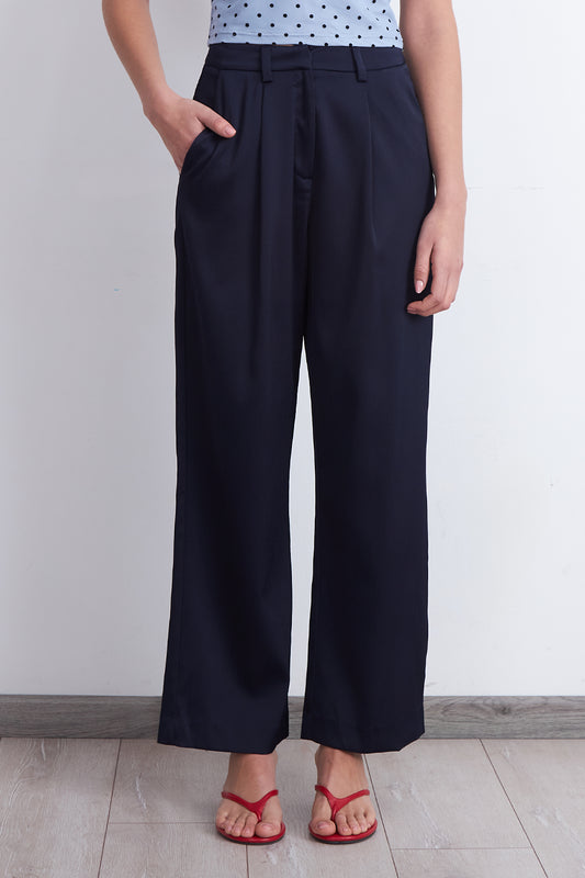 Pantalón Satinado Azul Marino