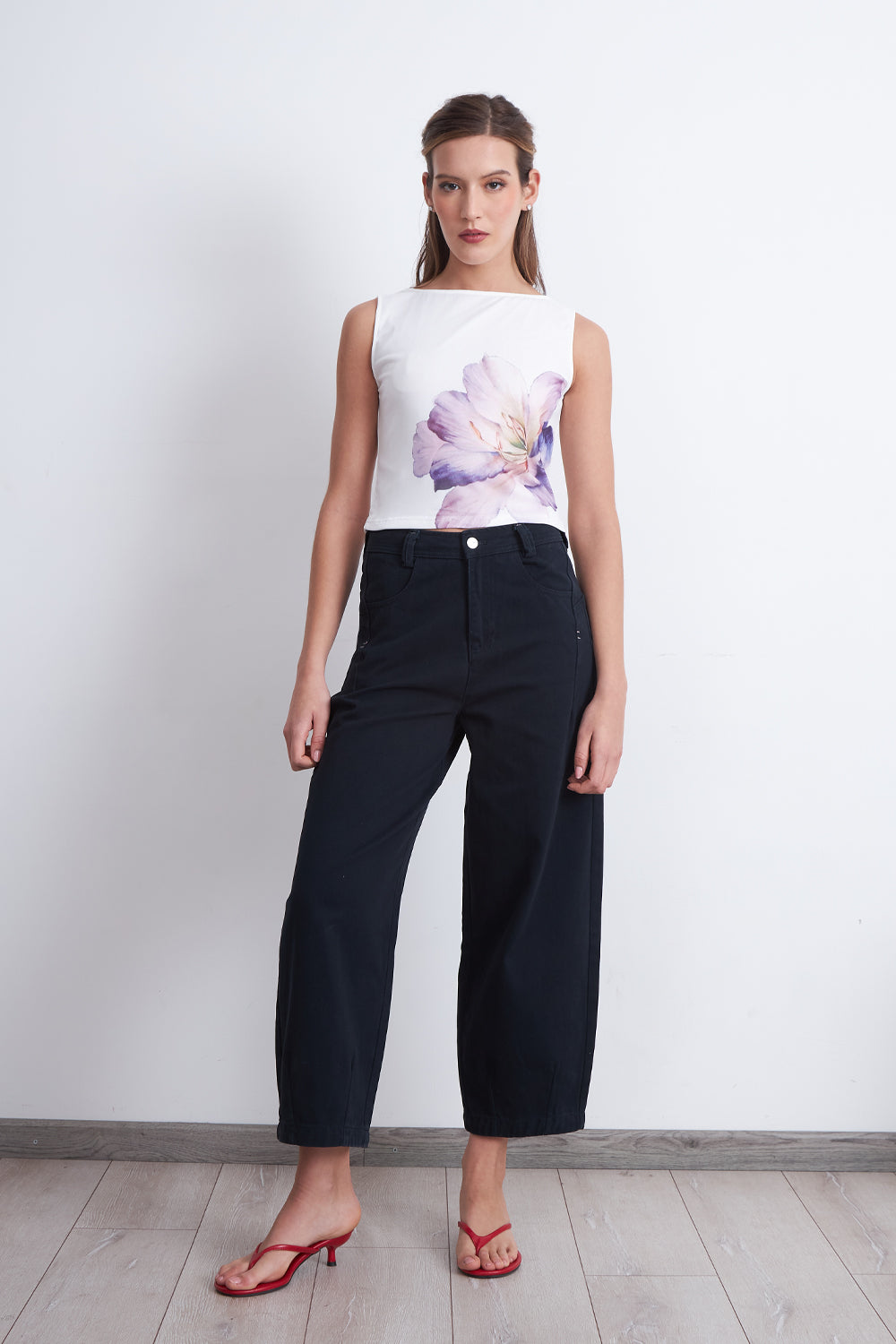 Top Malla Flor Blanco