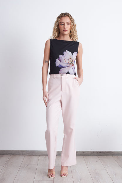 Top Malla Flor Negro
