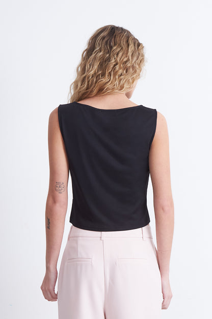 Top Malla Flor Negro