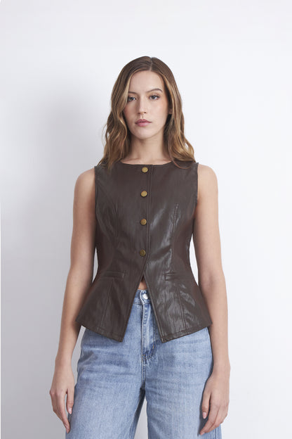 Gilet Eco Cuero Café