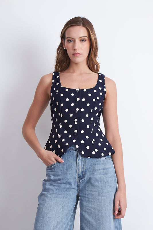 Gilet Lunares Azul Marino