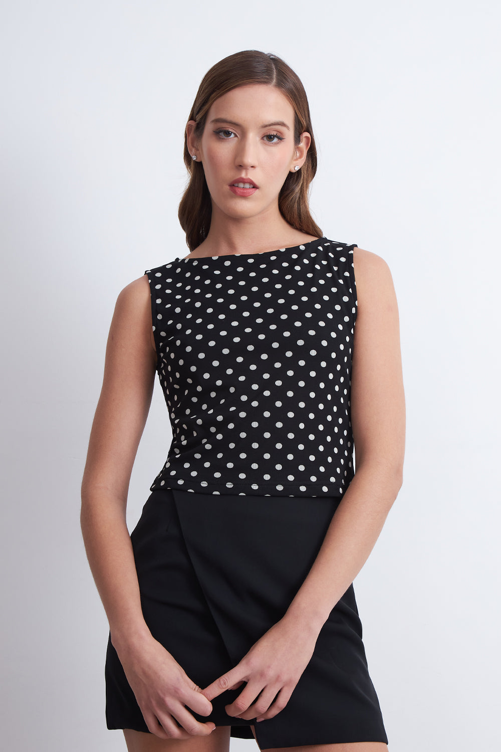 Top Lunares Elasticado Negro