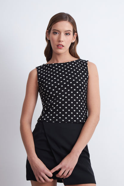 Top Lunares Elasticado Negro