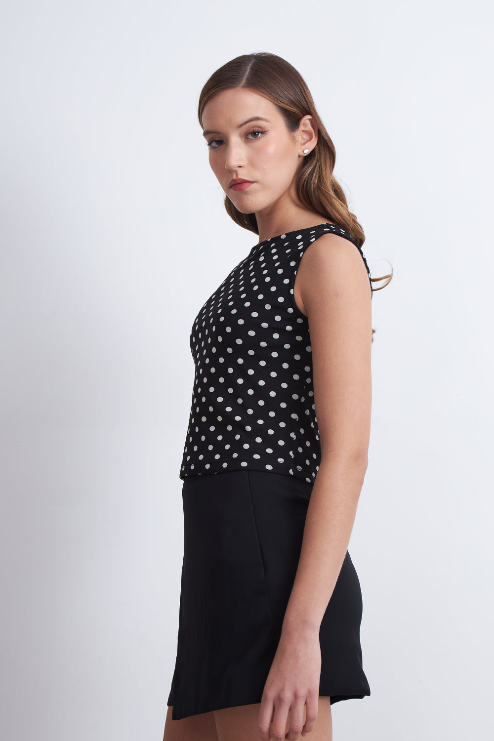 Top Lunares Elasticado Negro