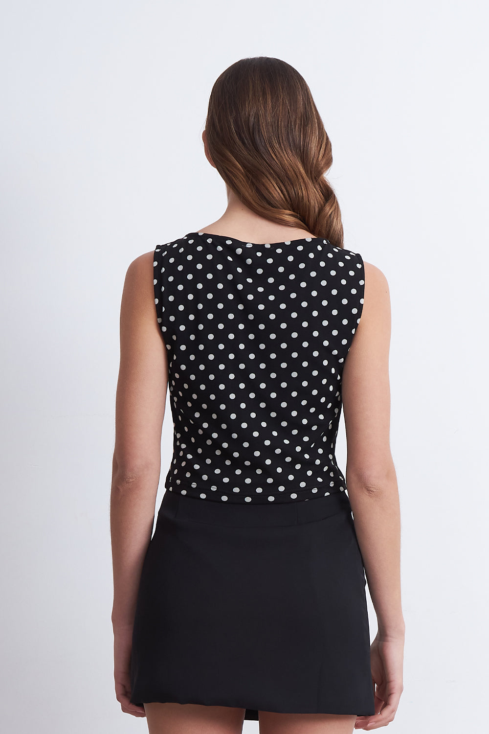 Top Lunares Elasticado Negro