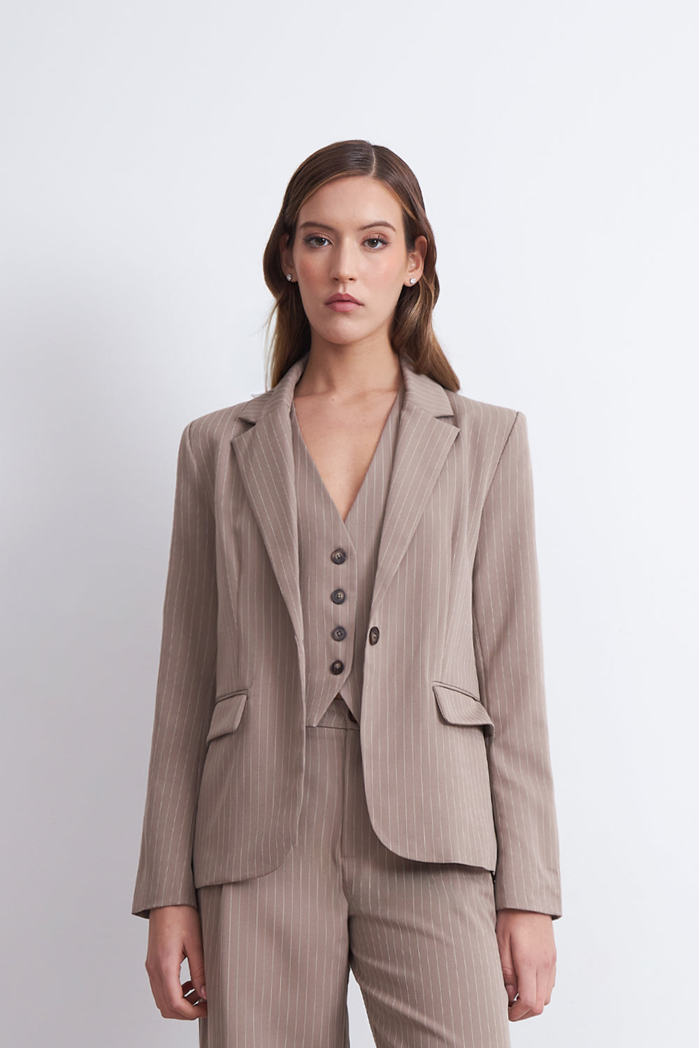 Blazer Rayas Diplomáticas Khaki