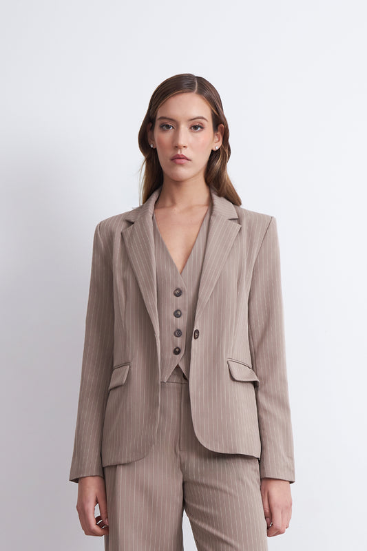 Blazer Rayas Diplomáticas Khaki