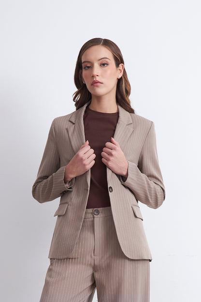 Blazer Rayas Diplomáticas Khaki