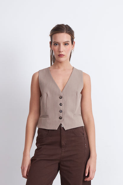 Gilet Sastrero Rayas Diplomáticas Khaki