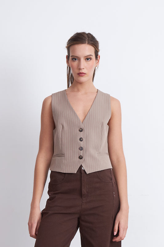 Gilet Sastrero Rayas Diplomáticas Khaki