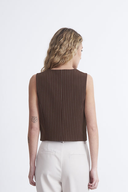 Gilet Sastrero Rayas Diplomáticas Café