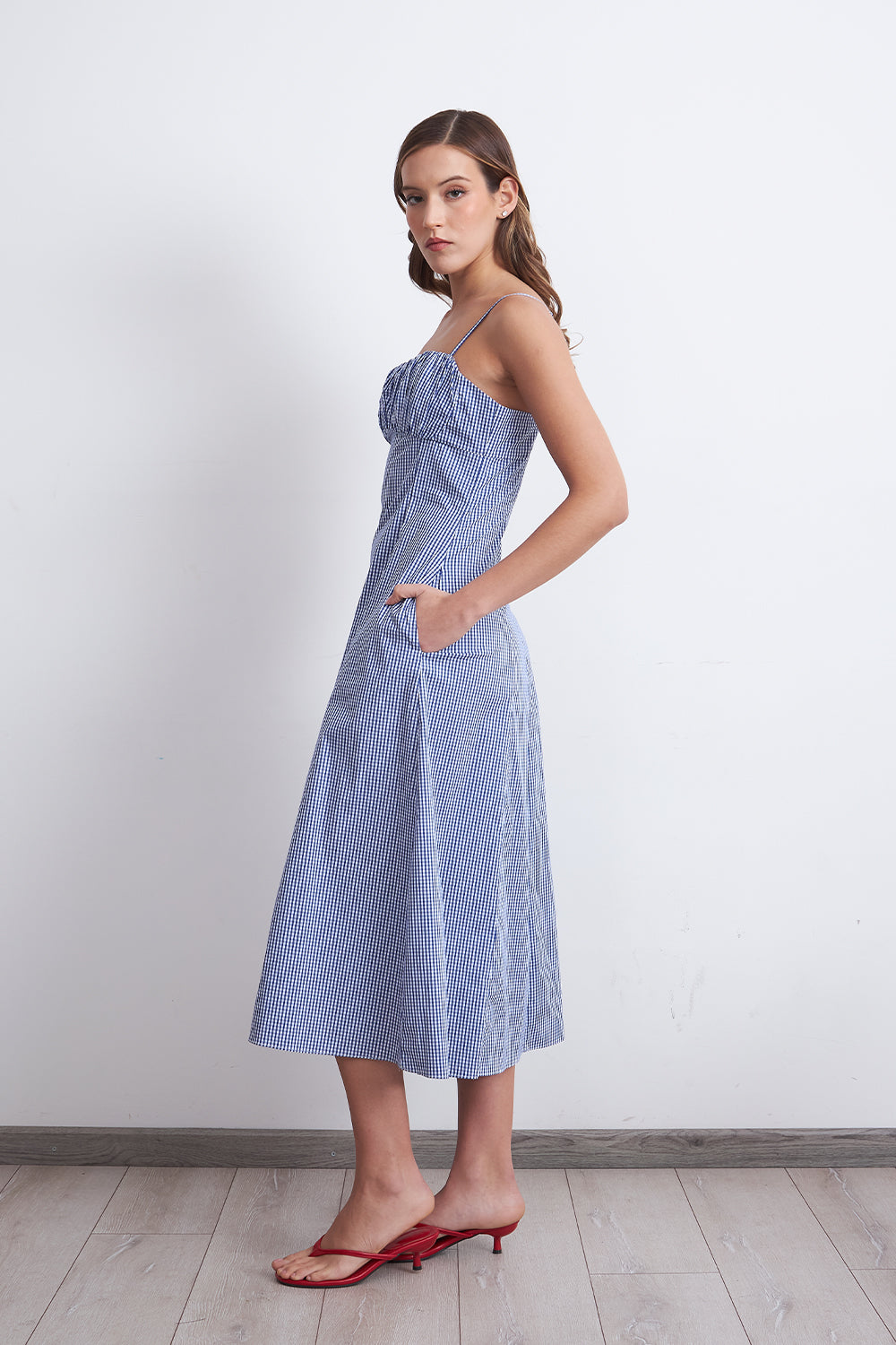 Vestido Vichy Celeste