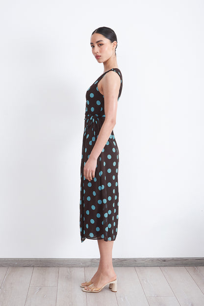 Vestido Cruzado Lunares Celeste