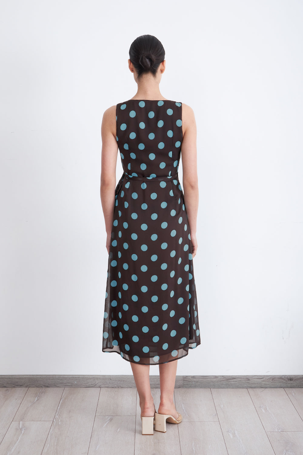 Vestido Cruzado Lunares Celeste