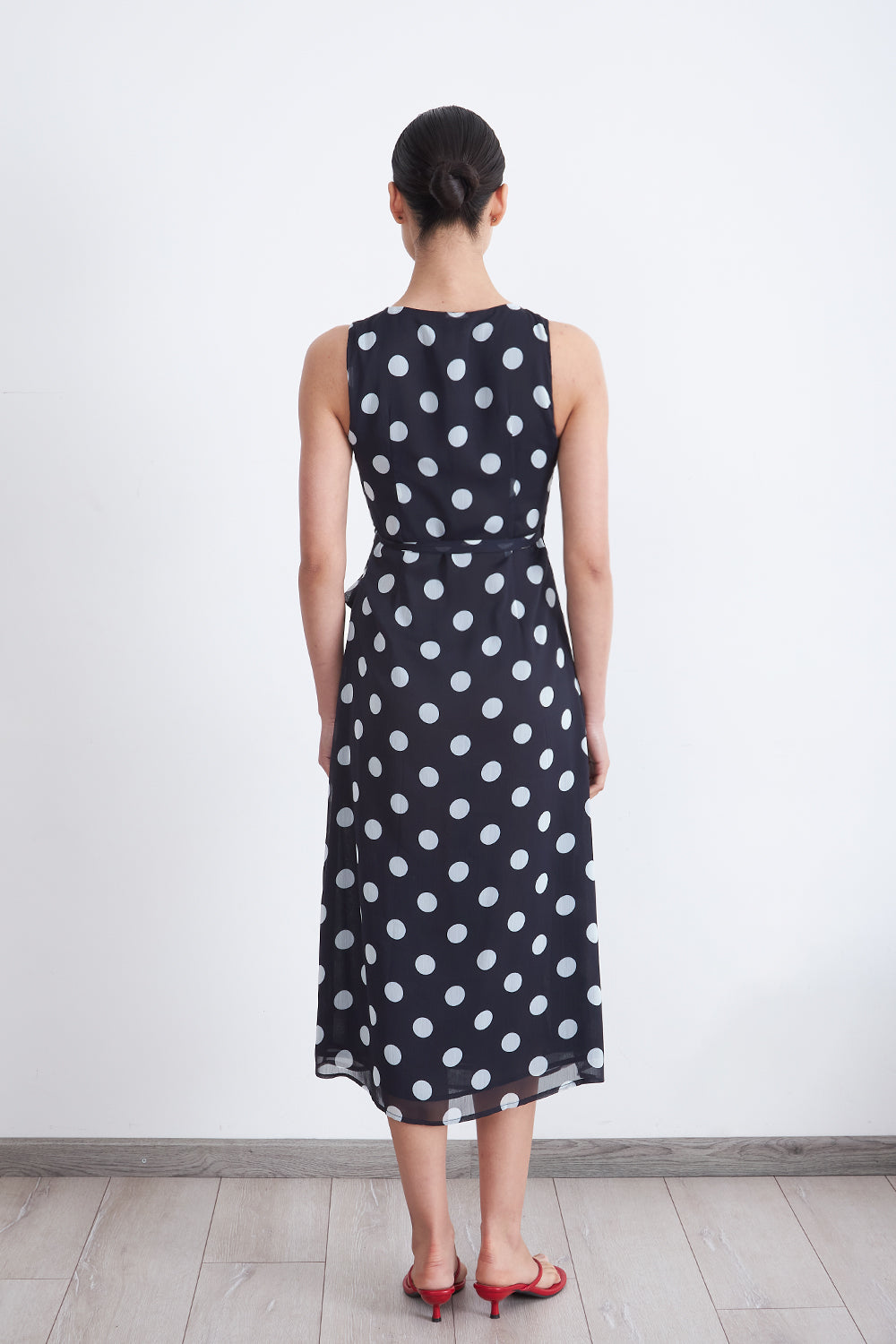 Vestido Cruzado Lunares Marino