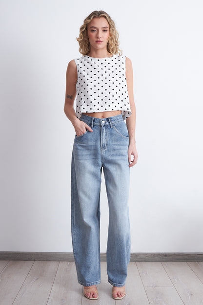 Top / Blusa Lunares con botones Blanco