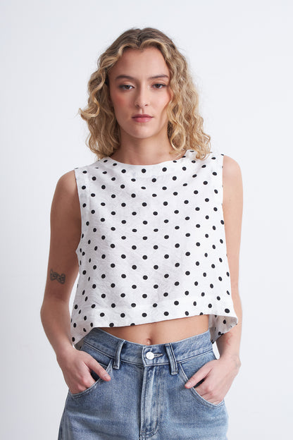 Top / Blusa Lunares con botones Blanco