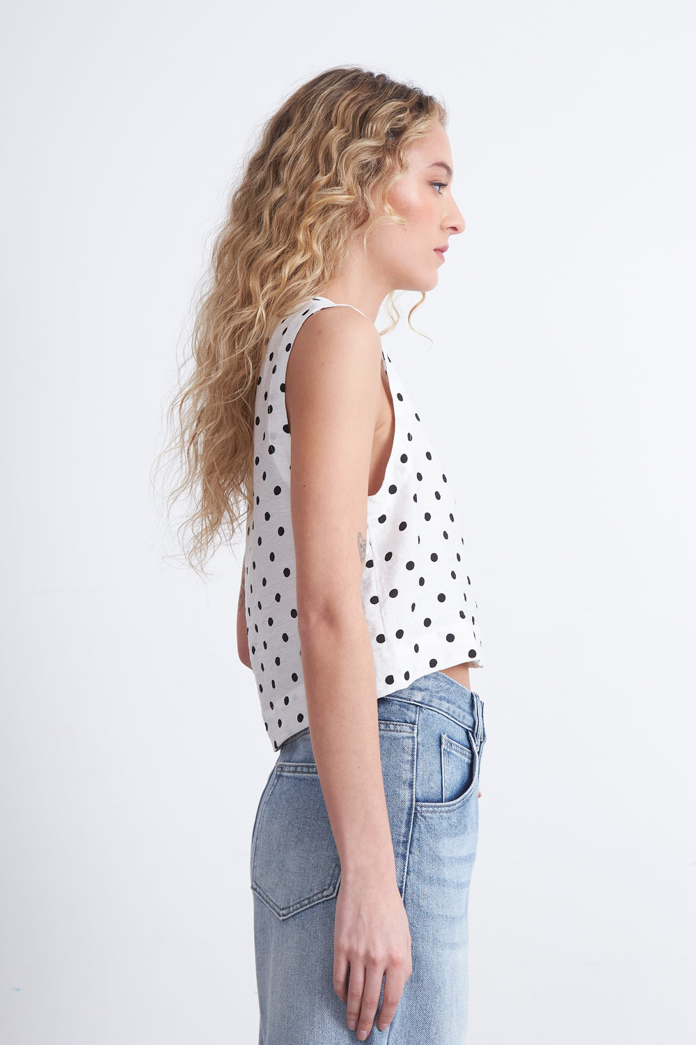 Top / Blusa Lunares con botones Blanco
