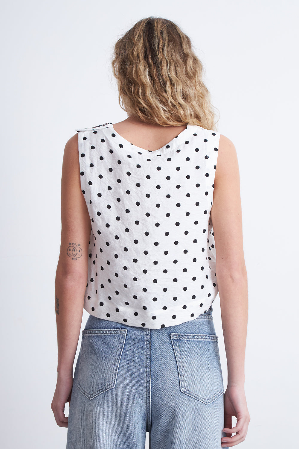 Top / Blusa Lunares con botones Blanco