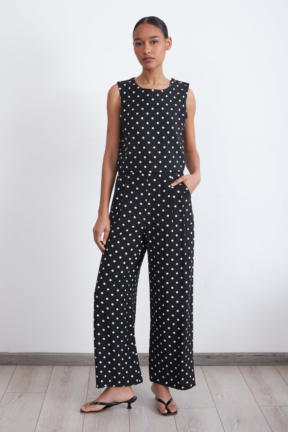 Top / Blusa Lunares con botones Negro