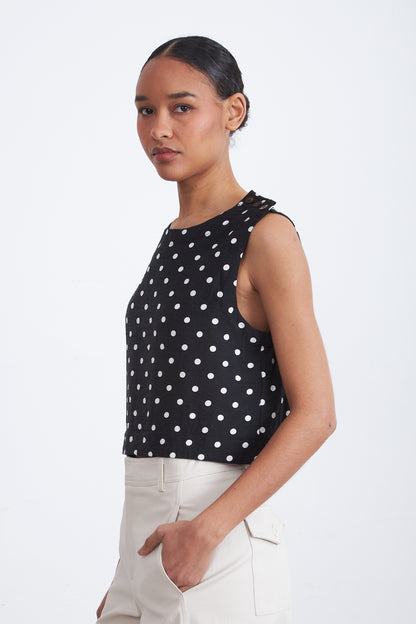 Top / Blusa Lunares con botones Negro