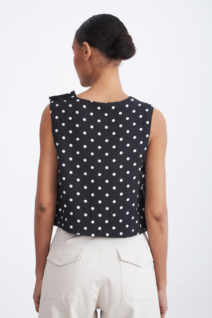Top / Blusa Lunares con botones Negro