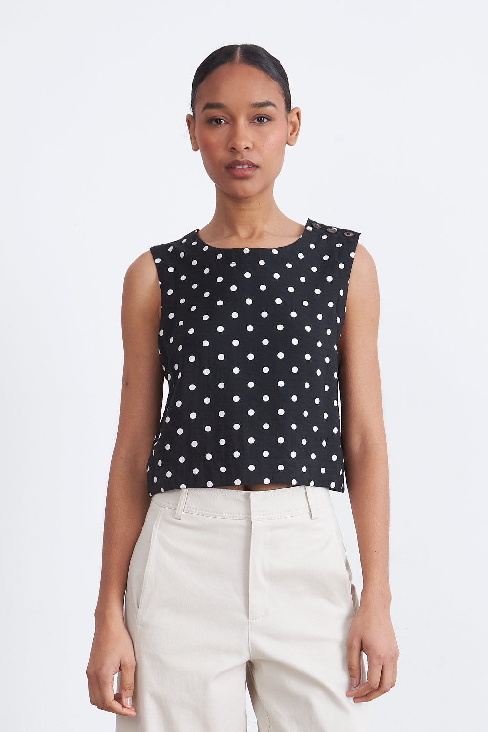 Top / Blusa Lunares con botones Negro