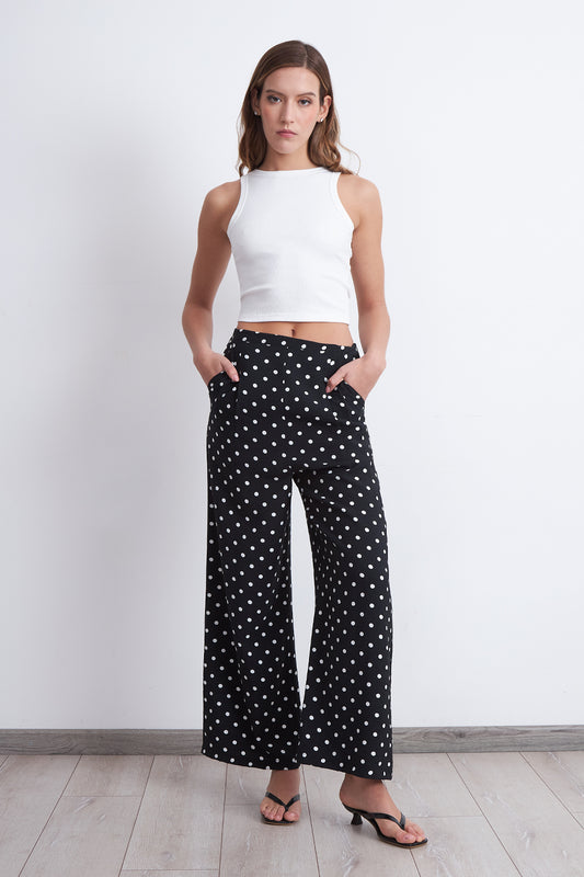 Pantalón Rectos Puntos Negro