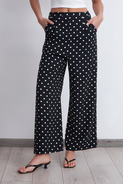 Pantalón Rectos Puntos Negro