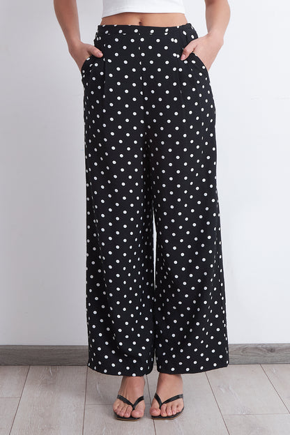 Pantalón Rectos Puntos Negro
