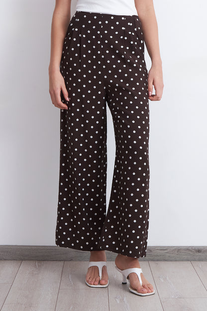 Pantalón Rectos Puntos Café