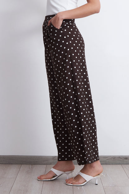 Pantalón Rectos Puntos Café