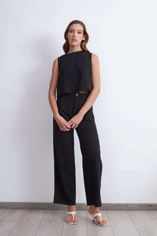 Top Rayas Diplomáticas Verticales Negro