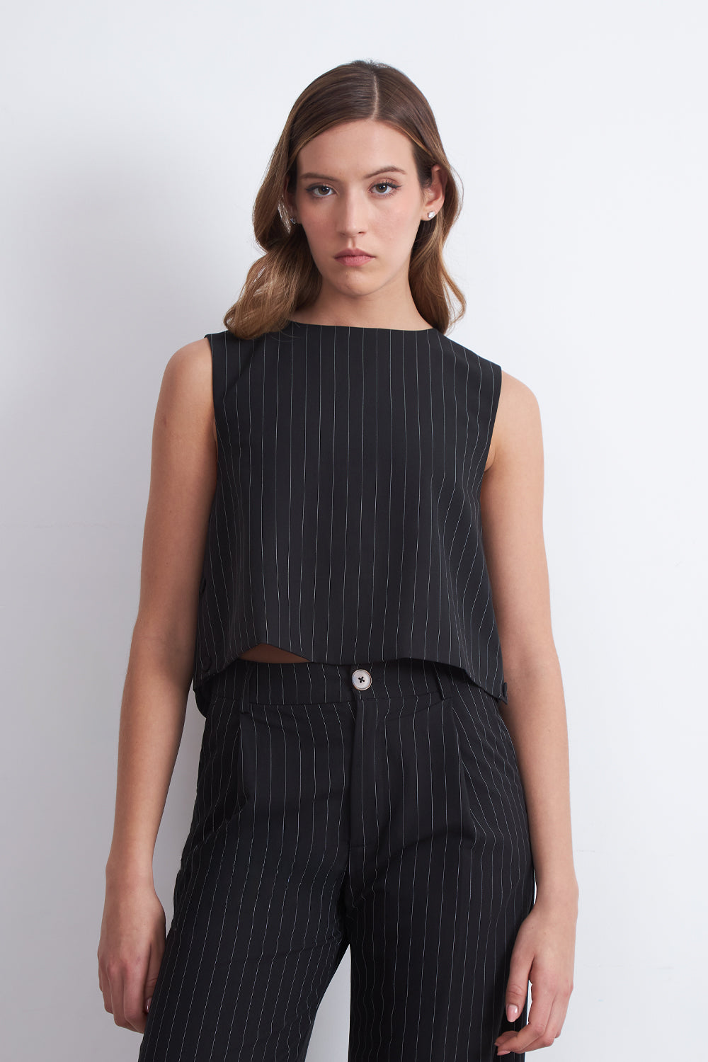 Top Rayas Diplomáticas Verticales Negro