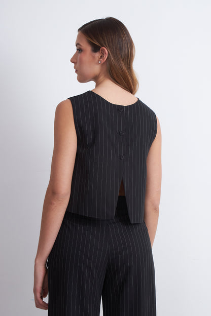 Top Rayas Diplomáticas Verticales Negro