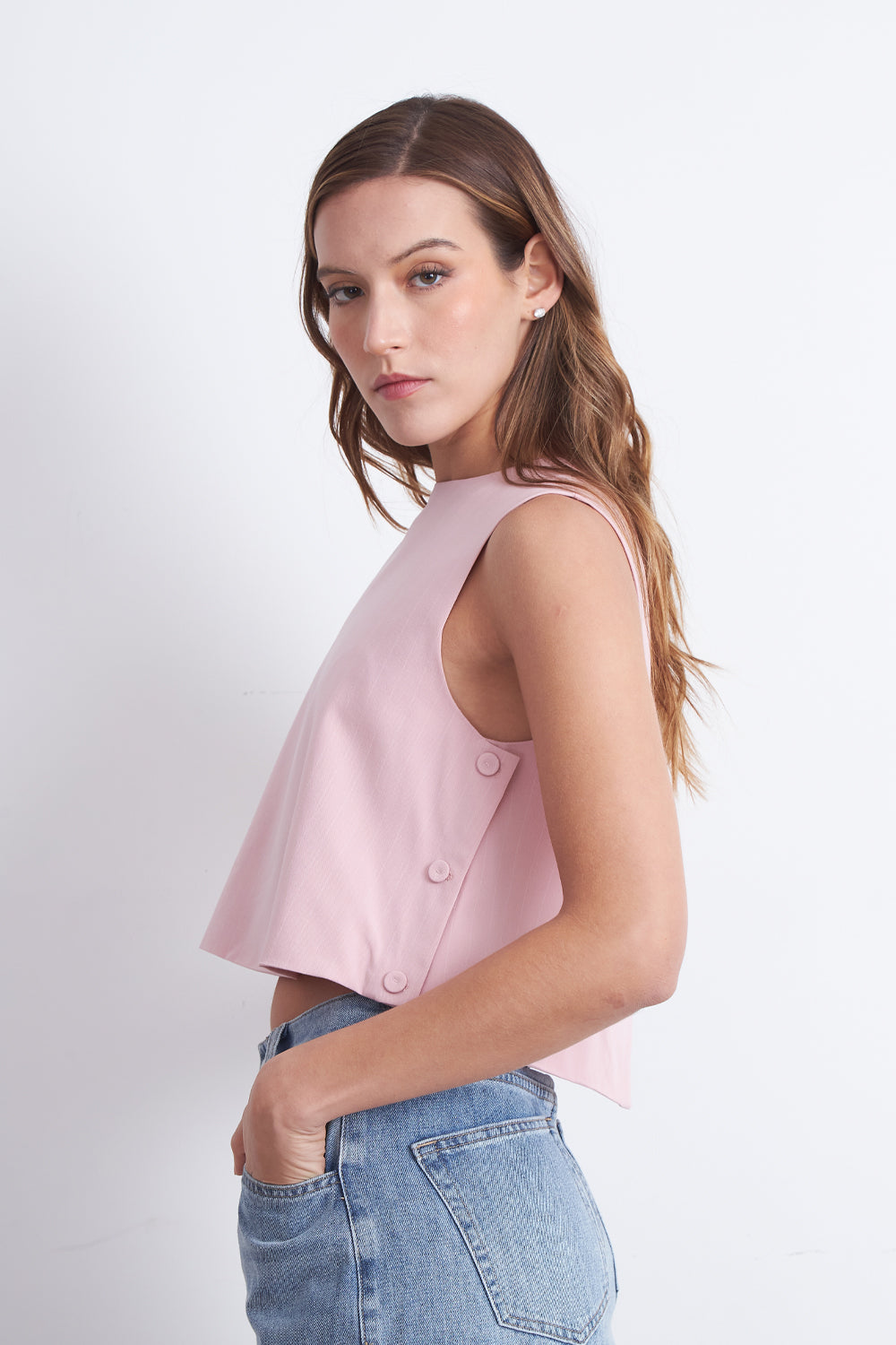 Top Rayas Diplomáticas Verticales Rosado