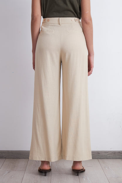Pantalón Textura Lino Beige