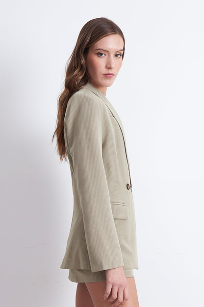 Blazer Cruzado Rayas Diplomáticas Khaki