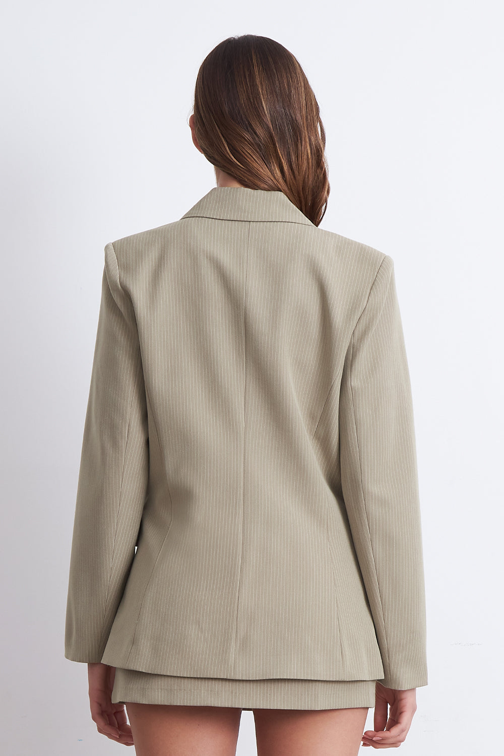 Blazer Cruzado Rayas Diplomáticas Khaki