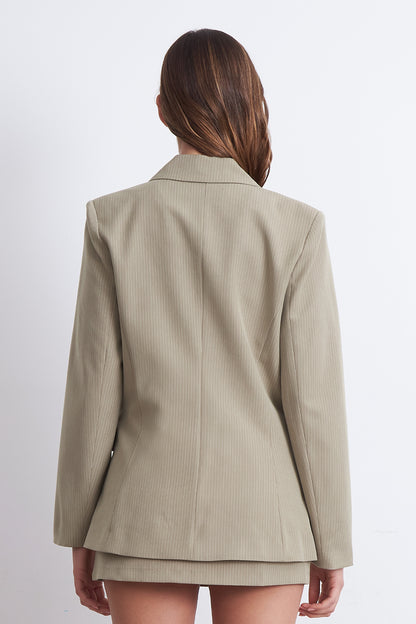 Blazer Cruzado Rayas Diplomáticas Khaki