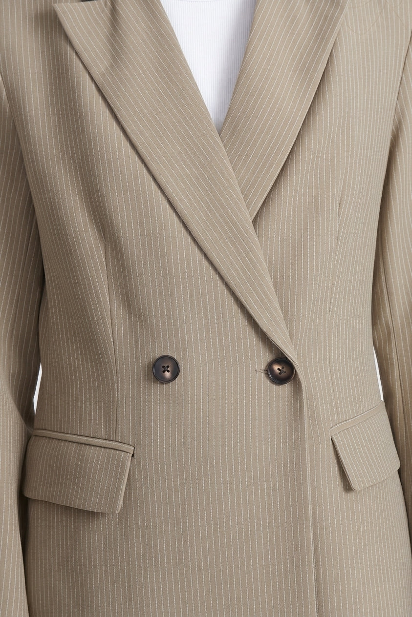 Blazer Cruzado Rayas Diplomáticas Khaki