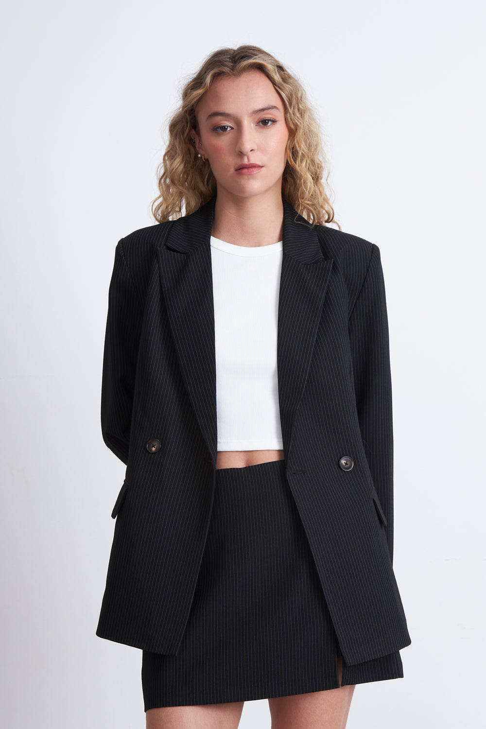 Blazer Cruzado Rayas Diplomáticas Azul Marino
