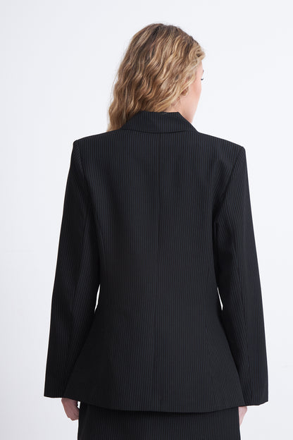Blazer Cruzado Rayas Diplomáticas Azul Marino