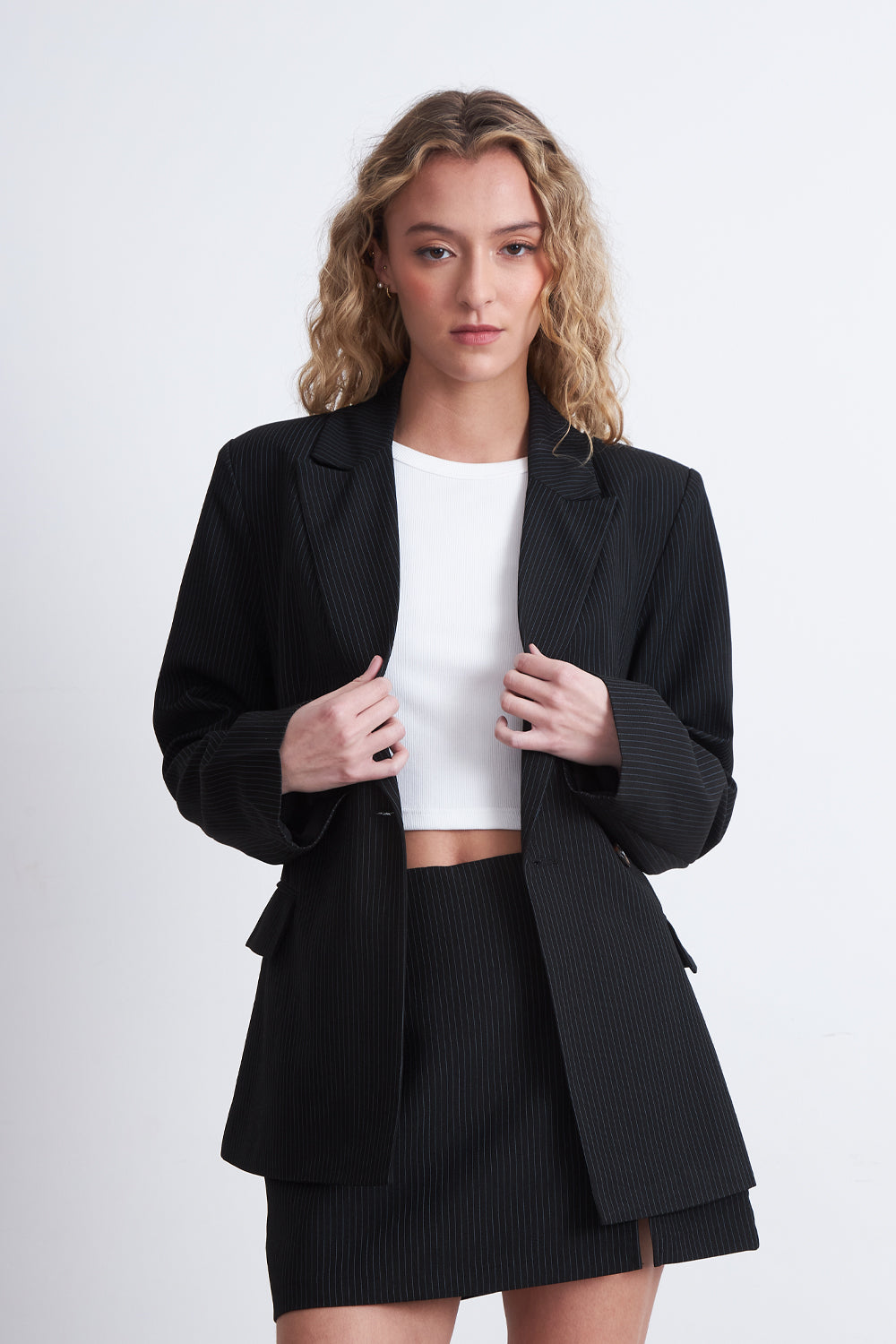 Blazer Cruzado Rayas Diplomáticas Azul Marino