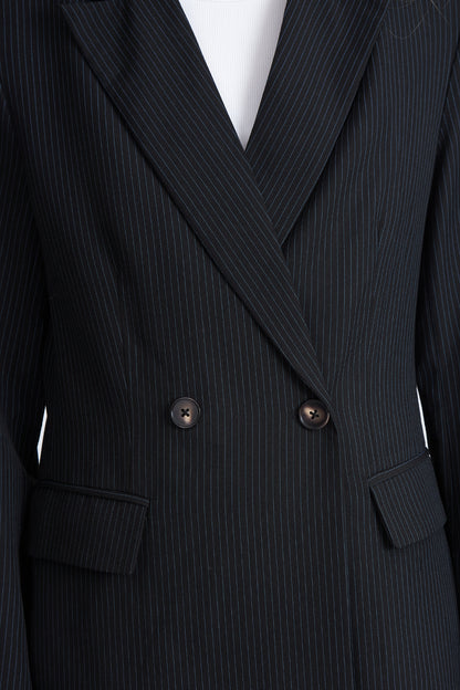 Blazer Cruzado Rayas Diplomáticas Azul Marino