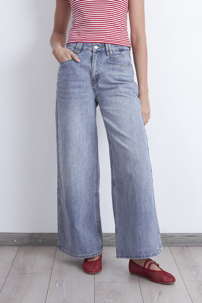 Jeans Wide Leg Ancho Celeste