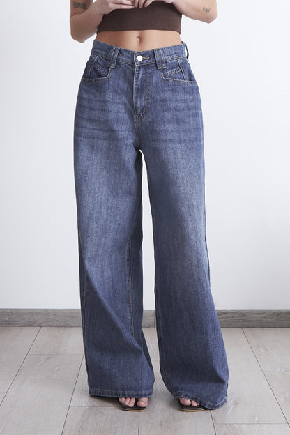 Jeans Wide Leg Ancho Azul Marino